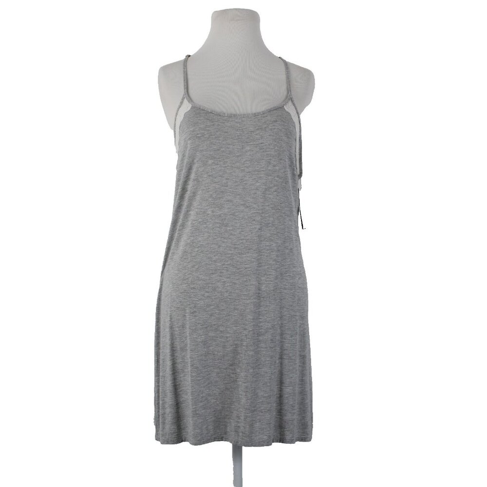 Vince Camuto $48 Stella Chemise Sz L Heather Grey White Rayon Spandex Nightie